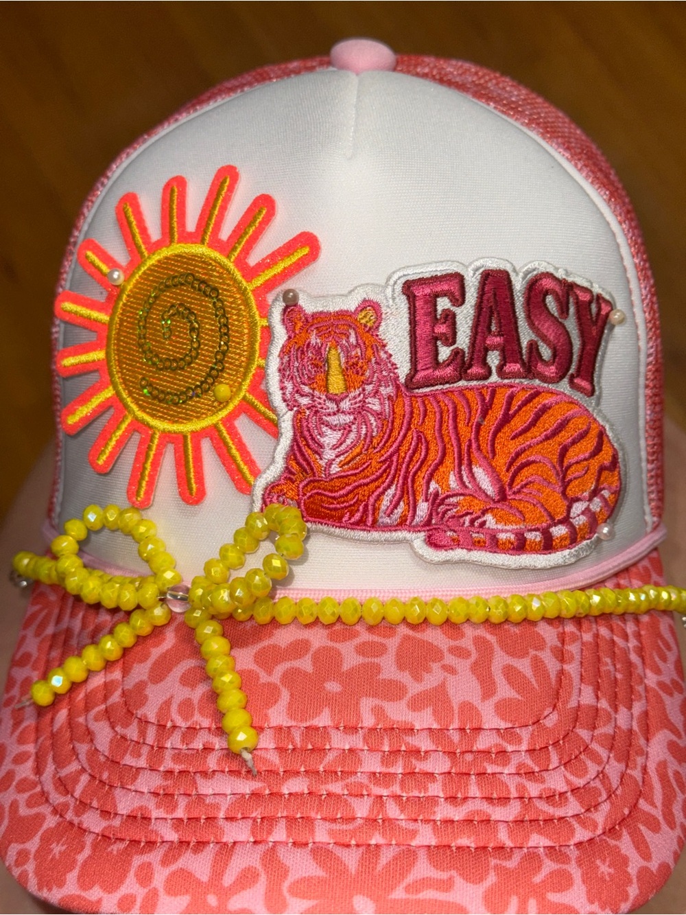 Sweet, Sunny, and A Little Fierce EASY TIGER TRUCKER HAT SPARKLE